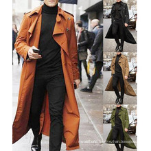 European and American Men′s Long Trench Coat Fashion Casual Jacket